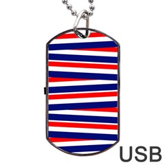 Red White Blue Patriotic Ribbons Dog Tag Usb Flash (two Sides) by Nexatart