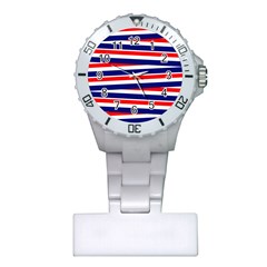 Red White Blue Patriotic Ribbons Plastic Nurses Watch by Nexatart