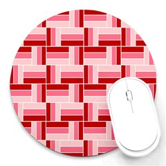 Pink Red Burgundy Pattern Stripes Round Mousepads by Nexatart