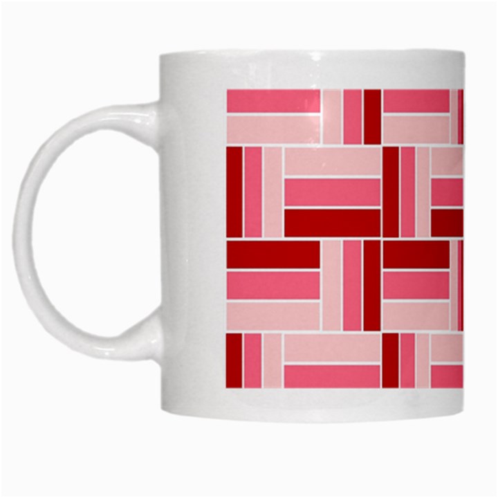 Pink Red Burgundy Pattern Stripes White Mugs