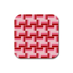 Pink Red Burgundy Pattern Stripes Rubber Square Coaster (4 Pack)  by Nexatart