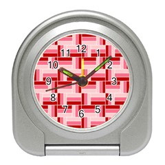 Pink Red Burgundy Pattern Stripes Travel Alarm Clocks by Nexatart