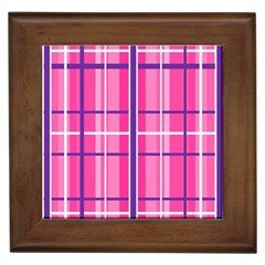 Gingham Hot Pink Navy White Framed Tiles by Nexatart