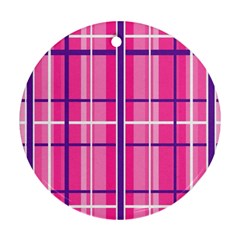 Gingham Hot Pink Navy White Ornament (Round)