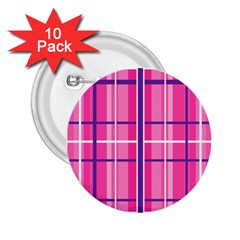 Gingham Hot Pink Navy White 2 25  Buttons (10 Pack)  by Nexatart