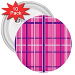 Gingham Hot Pink Navy White 3  Buttons (10 pack)  Front