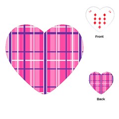 Gingham Hot Pink Navy White Playing Cards (heart) 