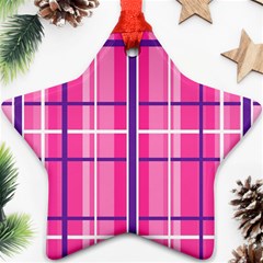 Gingham Hot Pink Navy White Star Ornament (two Sides) by Nexatart