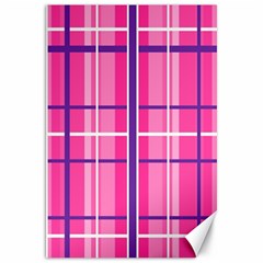 Gingham Hot Pink Navy White Canvas 20  X 30   by Nexatart