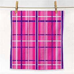 Gingham Hot Pink Navy White Face Towel