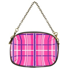 Gingham Hot Pink Navy White Chain Purses (one Side)  by Nexatart