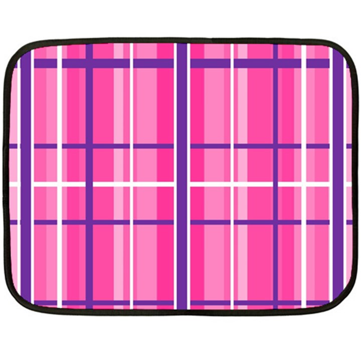 Gingham Hot Pink Navy White Fleece Blanket (Mini)