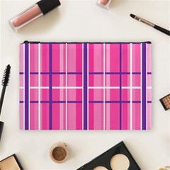 Gingham Hot Pink Navy White Cosmetic Bag (Large) 