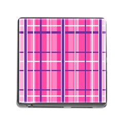 Gingham Hot Pink Navy White Memory Card Reader (square) by Nexatart