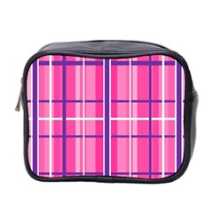 Gingham Hot Pink Navy White Mini Toiletries Bag 2-side by Nexatart