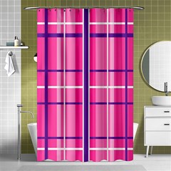 Gingham Hot Pink Navy White Shower Curtain 48  X 72  (small)  by Nexatart