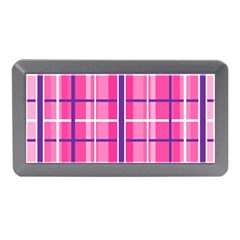 Gingham Hot Pink Navy White Memory Card Reader (mini) by Nexatart