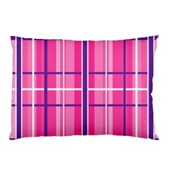 Gingham Hot Pink Navy White Pillow Case (two Sides) by Nexatart