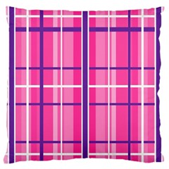 Gingham Hot Pink Navy White Large Cushion Case (two Sides) by Nexatart