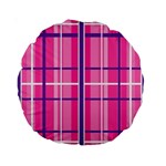 Gingham Hot Pink Navy White Standard 15  Premium Round Cushions Front