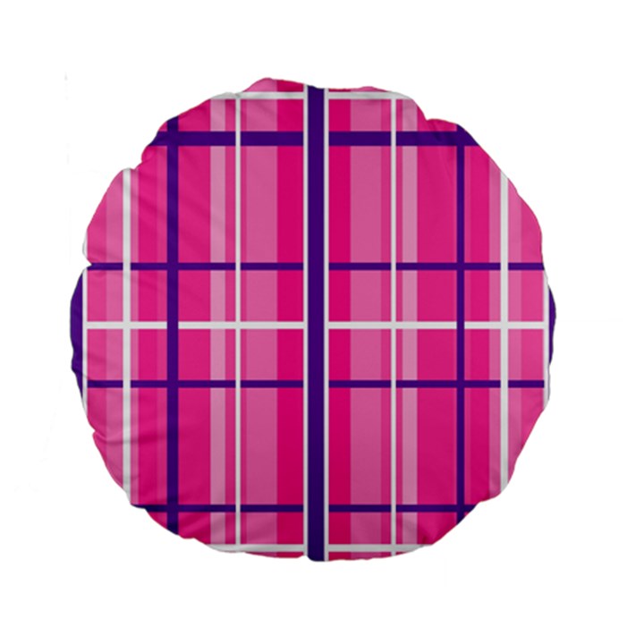 Gingham Hot Pink Navy White Standard 15  Premium Round Cushions