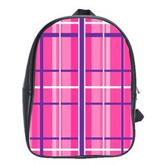 Gingham Hot Pink Navy White School Bag (XL)