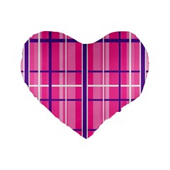 Gingham Hot Pink Navy White Standard 16  Premium Heart Shape Cushions by Nexatart