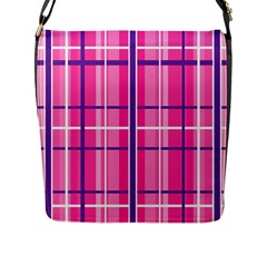 Gingham Hot Pink Navy White Flap Messenger Bag (l)  by Nexatart