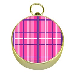 Gingham Hot Pink Navy White Gold Compasses