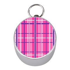 Gingham Hot Pink Navy White Mini Silver Compasses by Nexatart