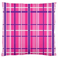 Gingham Hot Pink Navy White Standard Flano Cushion Case (two Sides) by Nexatart