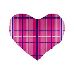 Gingham Hot Pink Navy White Standard 16  Premium Flano Heart Shape Cushions