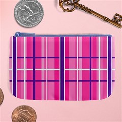 Gingham Hot Pink Navy White Large Coin Purse by Nexatart