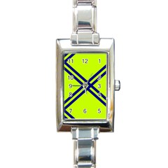 Stripes Angular Diagonal Lime Green Rectangle Italian Charm Watch by Nexatart