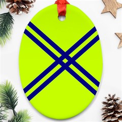 Stripes Angular Diagonal Lime Green Ornament (oval) by Nexatart