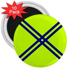 Stripes Angular Diagonal Lime Green 3  Magnets (10 Pack)  by Nexatart