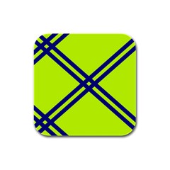 Stripes Angular Diagonal Lime Green Rubber Square Coaster (4 Pack)  by Nexatart