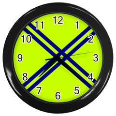 Stripes Angular Diagonal Lime Green Wall Clocks (black) by Nexatart