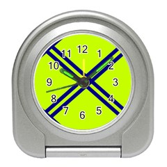 Stripes Angular Diagonal Lime Green Travel Alarm Clocks by Nexatart