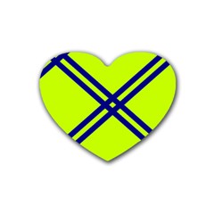 Stripes Angular Diagonal Lime Green Heart Coaster (4 Pack)  by Nexatart