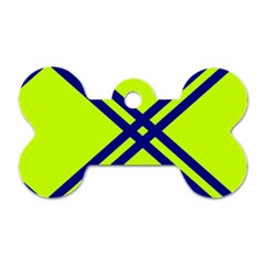 Stripes Angular Diagonal Lime Green Dog Tag Bone (one Side) by Nexatart