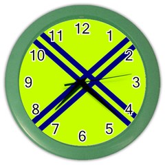 Stripes Angular Diagonal Lime Green Color Wall Clocks