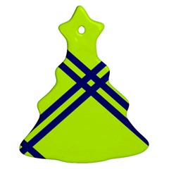 Stripes Angular Diagonal Lime Green Christmas Tree Ornament (two Sides) by Nexatart