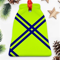 Stripes Angular Diagonal Lime Green Bell Ornament (two Sides) by Nexatart