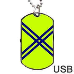 Stripes Angular Diagonal Lime Green Dog Tag Usb Flash (one Side) by Nexatart