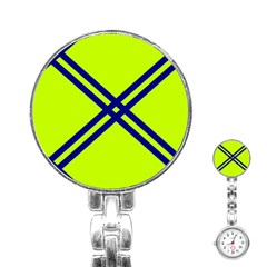 Stripes Angular Diagonal Lime Green Stainless Steel Nurses Watch by Nexatart