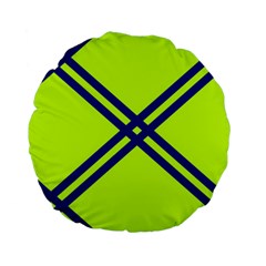 Stripes Angular Diagonal Lime Green Standard 15  Premium Flano Round Cushions by Nexatart