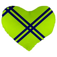 Stripes Angular Diagonal Lime Green Large 19  Premium Flano Heart Shape Cushions by Nexatart