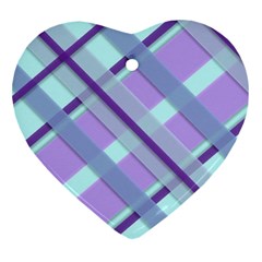 Diagonal Plaid Gingham Stripes Ornament (heart) by Nexatart