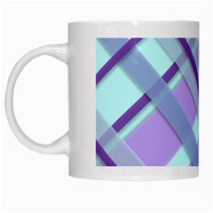 Diagonal Plaid Gingham Stripes White Mugs by Nexatart